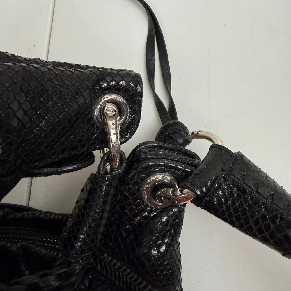 Brighton Black Leather Purse Bag Snake‎ Skin Cheetah Inside